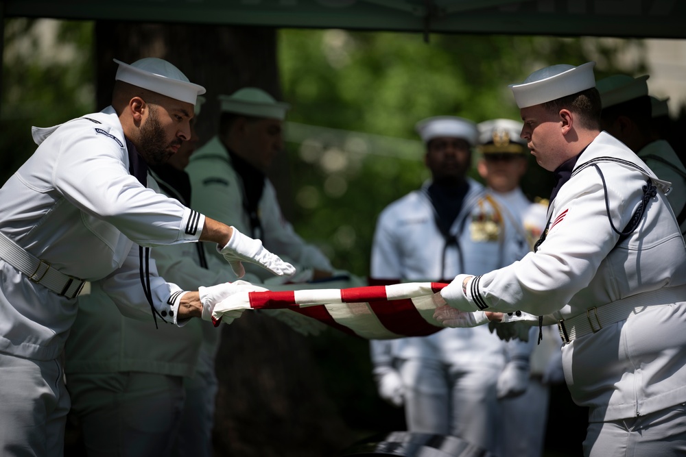 Military Funeral Honors are Conducted for U.S. Navy Radioman Petty Officer 1st Class Louis Rine at U.S. Soldiers' and Airmen's Home National Cemetery