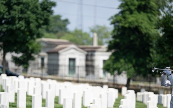 Military Funeral Honors are Conducted for U.S. Navy Radioman Petty Officer 1st Class Louis Rine at U.S. Soldiers' and Airmen's Home National Cemetery