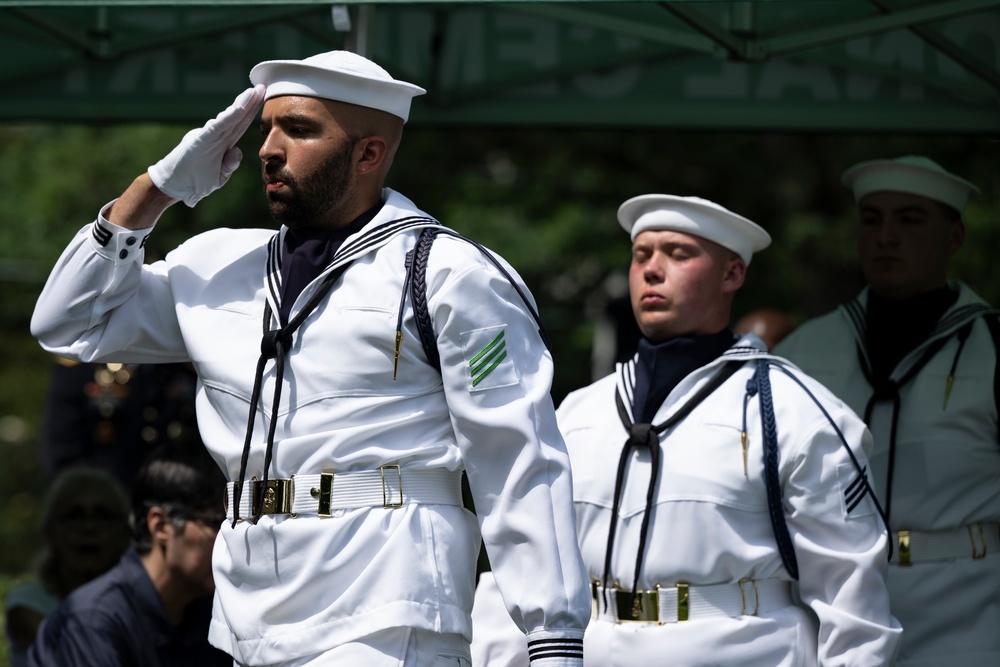 Military Funeral Honors are Conducted for U.S. Navy Radioman Petty Officer 1st Class Louis Rine at U.S. Soldiers' and Airmen's Home National Cemetery