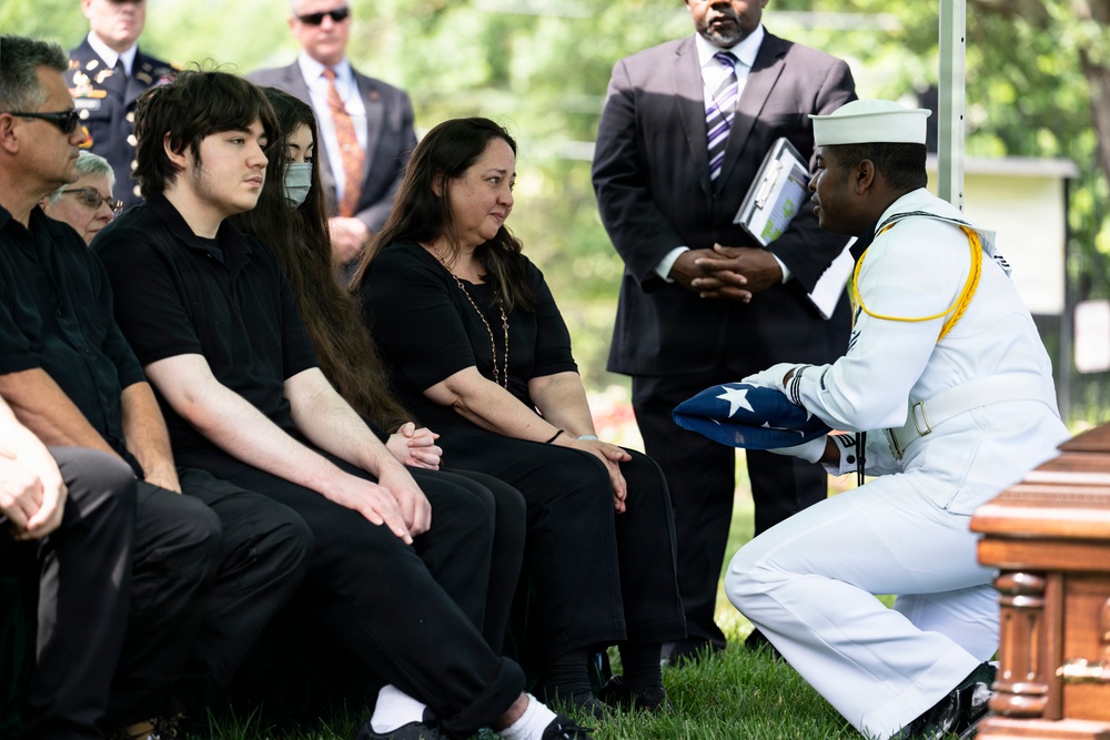 Military Funeral Honors are Conducted for U.S. Navy Radioman Petty Officer 1st Class Louis Rine at U.S. Soldiers' and Airmen's Home National Cemetery