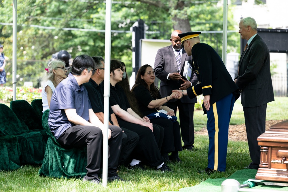 Military Funeral Honors are Conducted for U.S. Navy Radioman Petty Officer 1st Class Louis Rine at U.S. Soldiers' and Airmen's Home National Cemetery