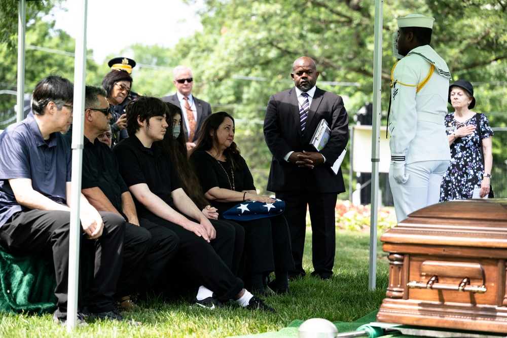Military Funeral Honors are Conducted for U.S. Navy Radioman Petty Officer 1st Class Louis Rine at U.S. Soldiers' and Airmen's Home National Cemetery