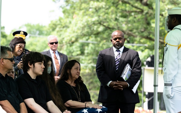 Military Funeral Honors are Conducted for U.S. Navy Radioman Petty Officer 1st Class Louis Rine at U.S. Soldiers' and Airmen's Home National Cemetery