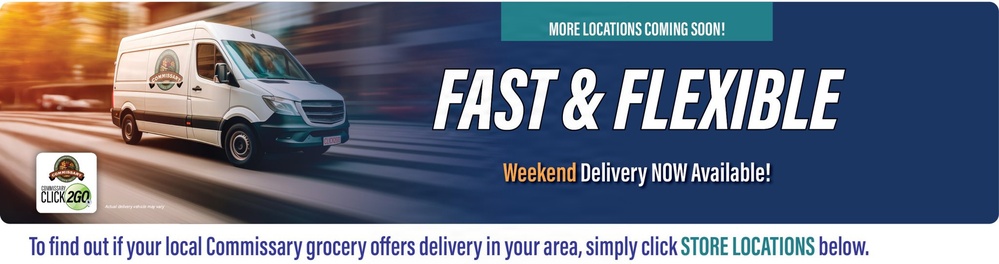 Commissary CLICK2GO on the GO! grocery delivery is expanding to another 108 stateside stores