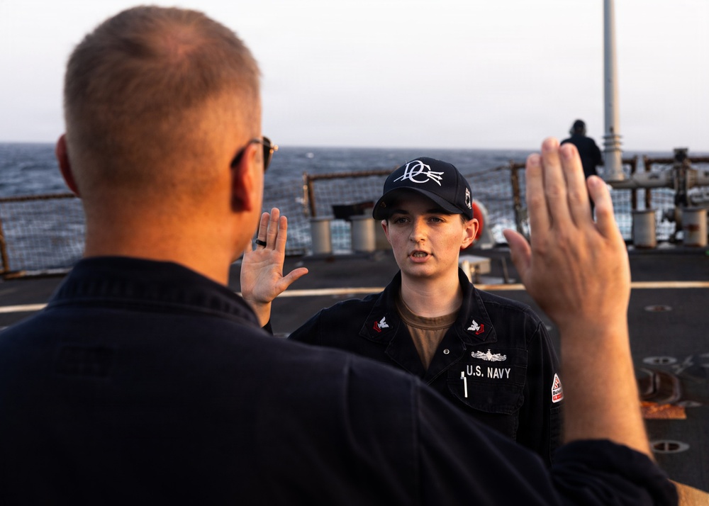 USS Donald Cook reenlists a U.S. Sailor