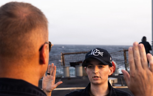 USS Donald Cook reenlists a U.S. Sailor