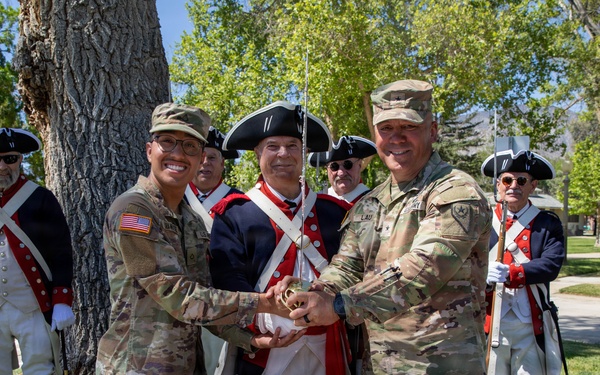 U.S Soldiers Assigned to the Nevada National Guard participate in a ceremony commemorating the 251st anniversary of the U.S. Army and Flag Day