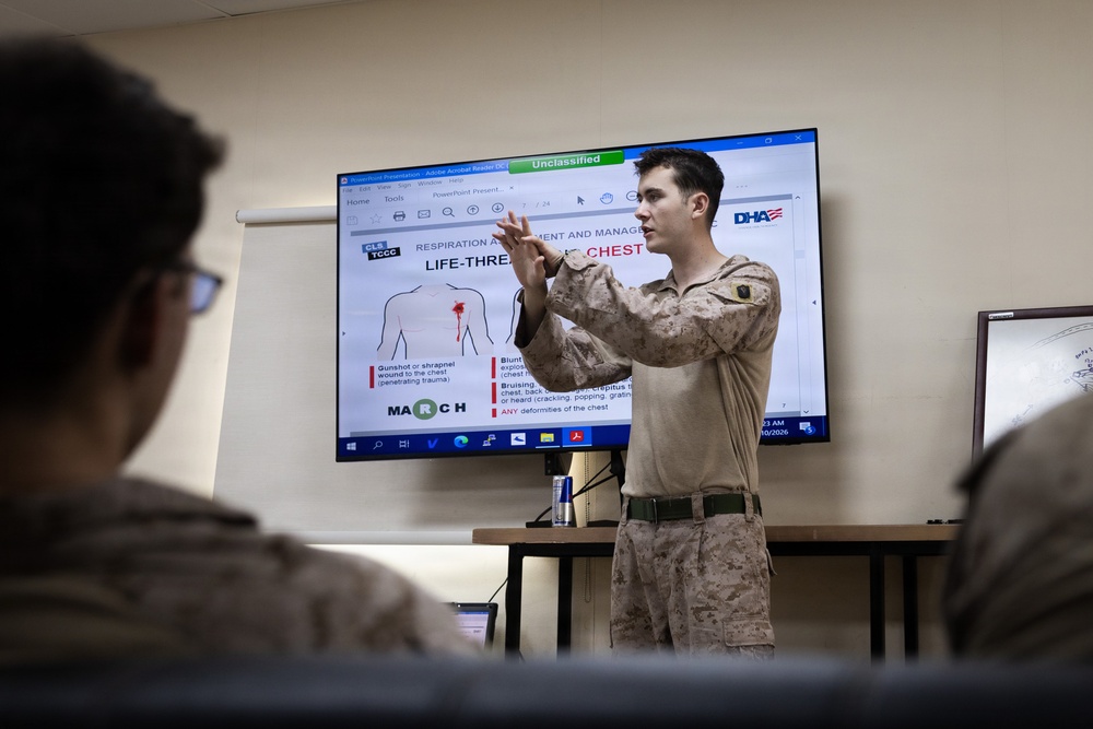U.S. Marines and Sailors Conduct a Combat Lifesaver Course