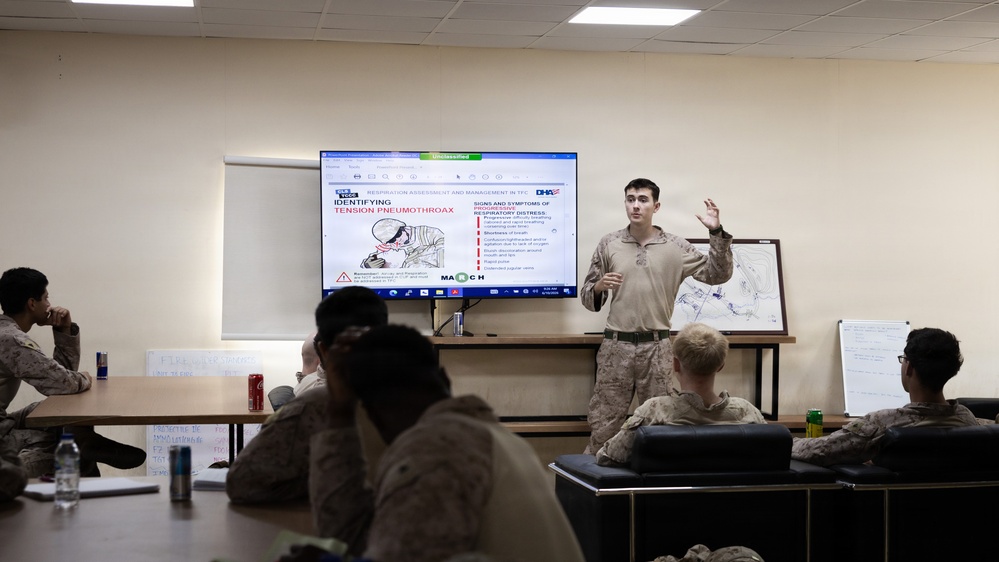 U.S. Marines and Sailors Conduct a Combat Lifesaver Course