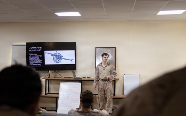 U.S. Marines and Sailors Attend a Marine Corps Artillery History Class