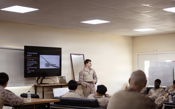 U.S. Marines and Sailors Attend a Marine Corps Artillery History Class