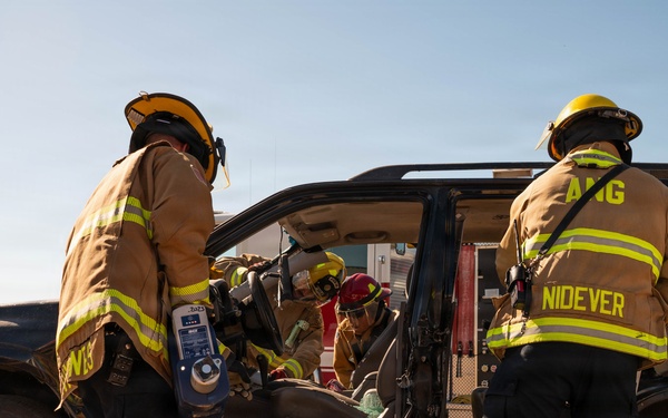 144th Firefighters Conduct Single-Vehicle Auto Extraction Training