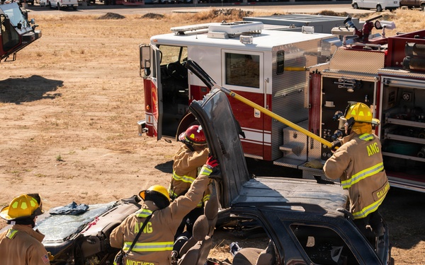 144th Firefighters Conduct Single-Vehicle Auto Extraction Training
