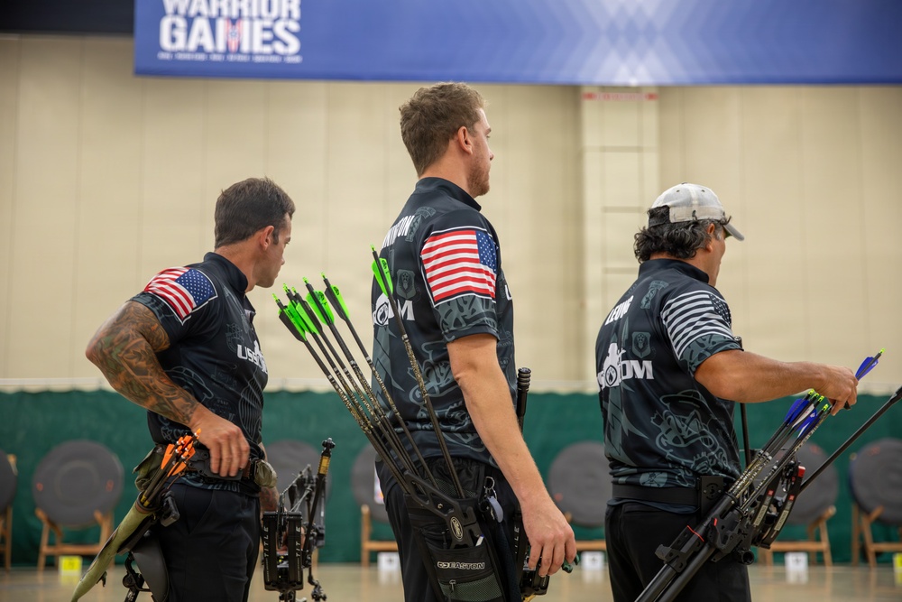 U.S. Team Competitors Prepare During Archery Competition at The Warrior Games