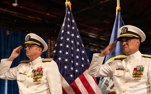 Vice Adm. Douglas L. Williams Relieves Vice Adm. Johnny Wolfe Jr. at Portfolio Acquisition Executive Strategic Systems Programs Change of Command Ceremony