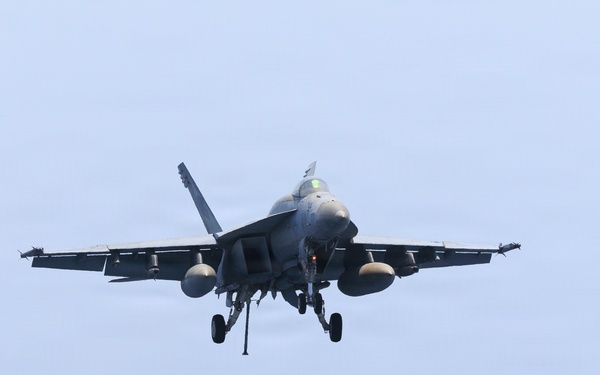 USS George H.W. Bush prepares to land aircraft