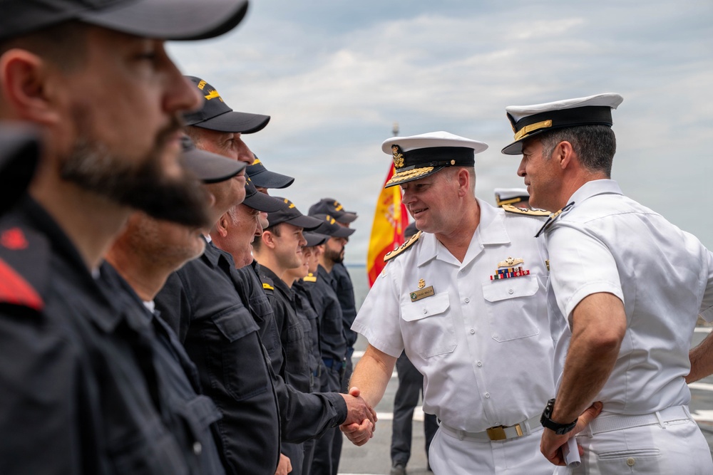 Rear Adm. David E. Mazur, vice commander, U.S. 2nd Fleet visits foreign ships arriving to Naval Station Norfolk