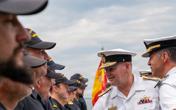 Rear Adm. David E. Mazur, vice commander, U.S. 2nd Fleet visits foreign ships arriving to Naval Station Norfolk