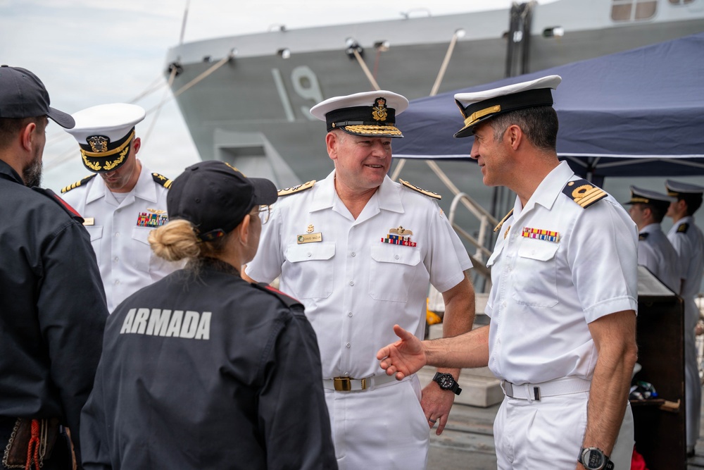 Rear Adm. David Mazur, vice commander, U.S. 2nd Fleet visits foreign ships arriving to Naval Station Norfolk