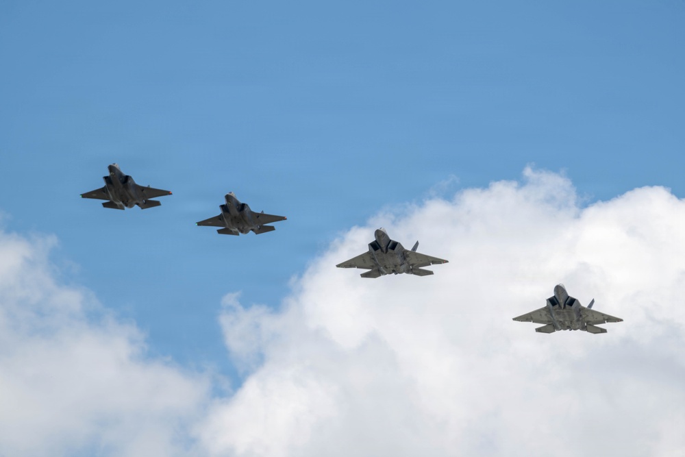 Virginia Air National Guard F-22 Raptors Train Alongside Finnish F-35s at Ebbing ANGB