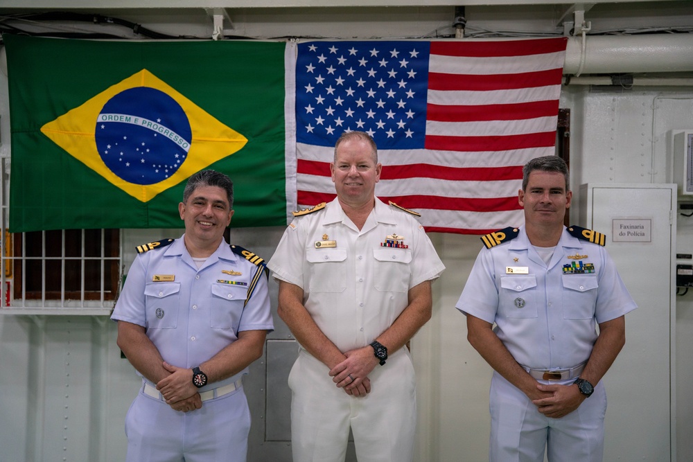 Rear Adm. David Mazur, vice commander, U.S. 2nd Fleet visits foreign ships arriving to Naval Station Norfolk