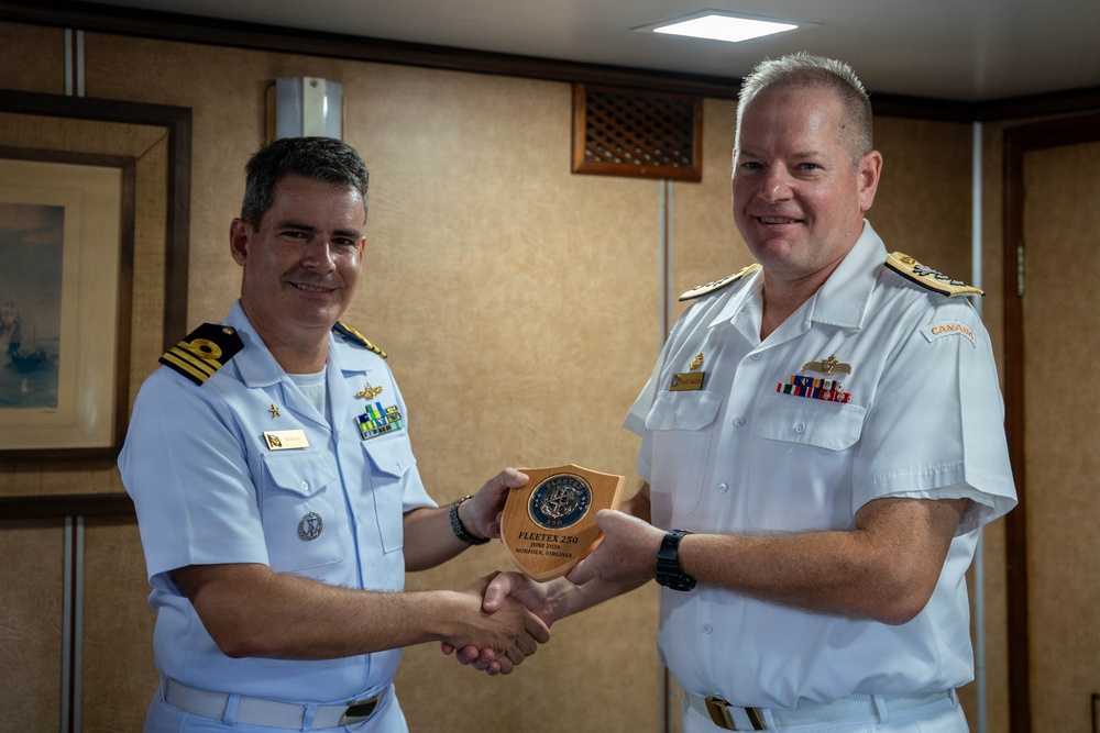 Rear Adm. David Mazur, vice commander, U.S. 2nd Fleet visits foreign ships arriving to Naval Station Norfolk