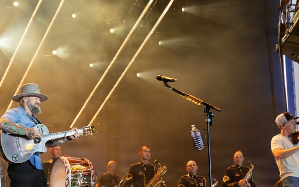 The U.S. Army Ceremonial Band performs with Zac Brown Band at Freedom 250 Fan Fest