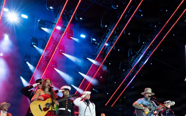 The U.S. Army Ceremonial Band performs with Zac Brown Band at Freedom 250 Fan Fest