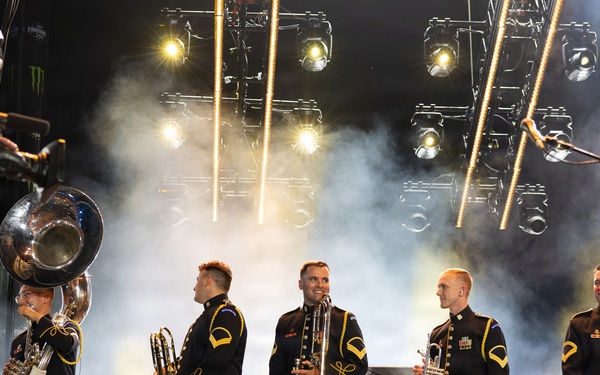 The U.S. Army Ceremonial Band performs with Zac Brown Band at Freedom 250 Fan Fest