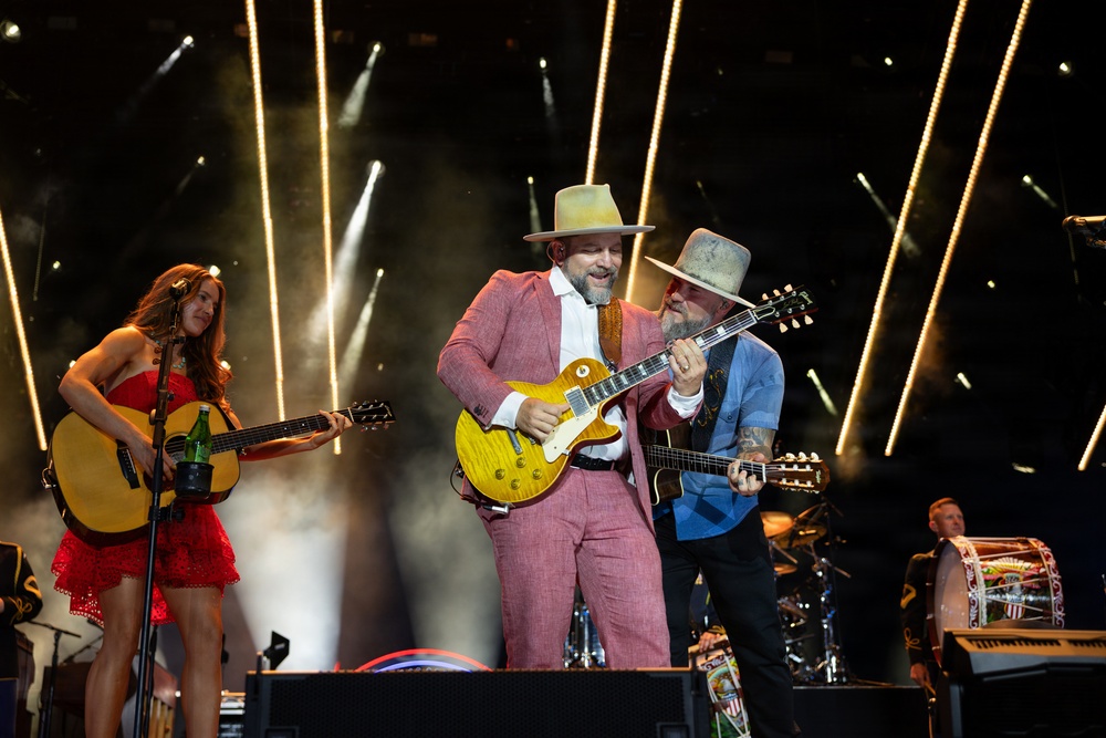 The U.S. Army Ceremonial Band performs with Zac Brown Band at Freedom 250 Fan Fest