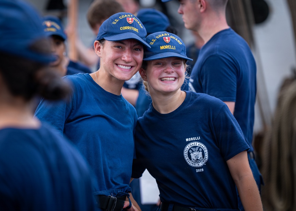 U.S. Coast Guard Academy cadets conduct damage control training aboard the Barque Eagle