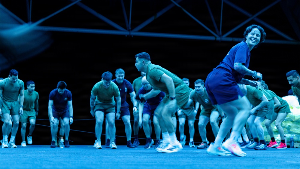 11th MEU Sailors Execute PT For 128th Hospital Corpsman Birthday Aboard USS Boxer