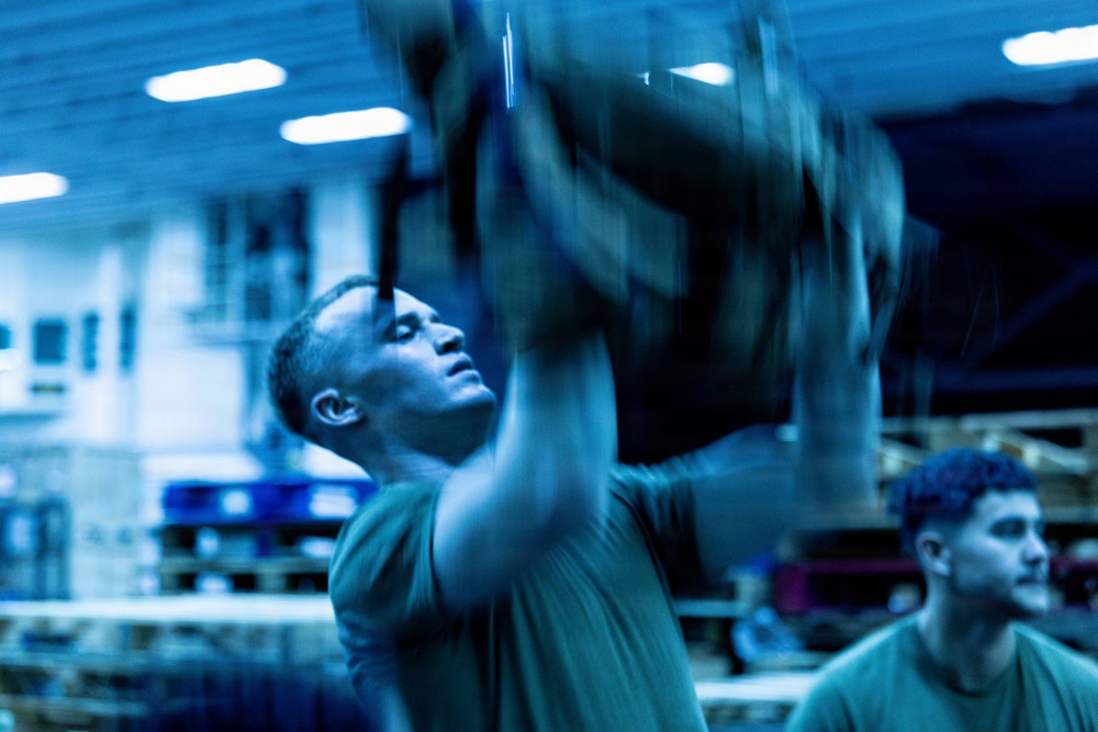 11th MEU Sailors Execute PT For 128th Hospital Corpsman Birthday Aboard USS Boxer