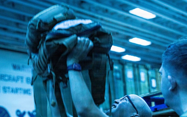 11th MEU Sailors Execute PT For 128th Hospital Corpsman Birthday Aboard USS Boxer