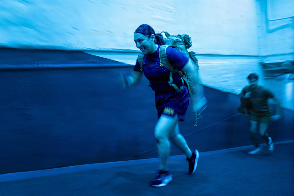 11th MEU Sailors Execute PT For 128th Hospital Corpsman Birthday Aboard USS Boxer