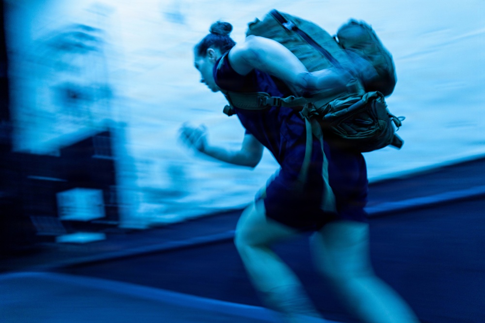 11th MEU Sailors Execute PT For 128th Hospital Corpsman Birthday Aboard USS Boxer
