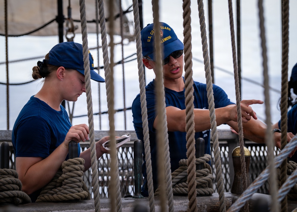 U.S. Coast Guard Academy cadets conduct damage control training aboard the Barque Eagle