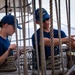 U.S. Coast Guard Academy cadets conduct damage control training aboard the Barque Eagle