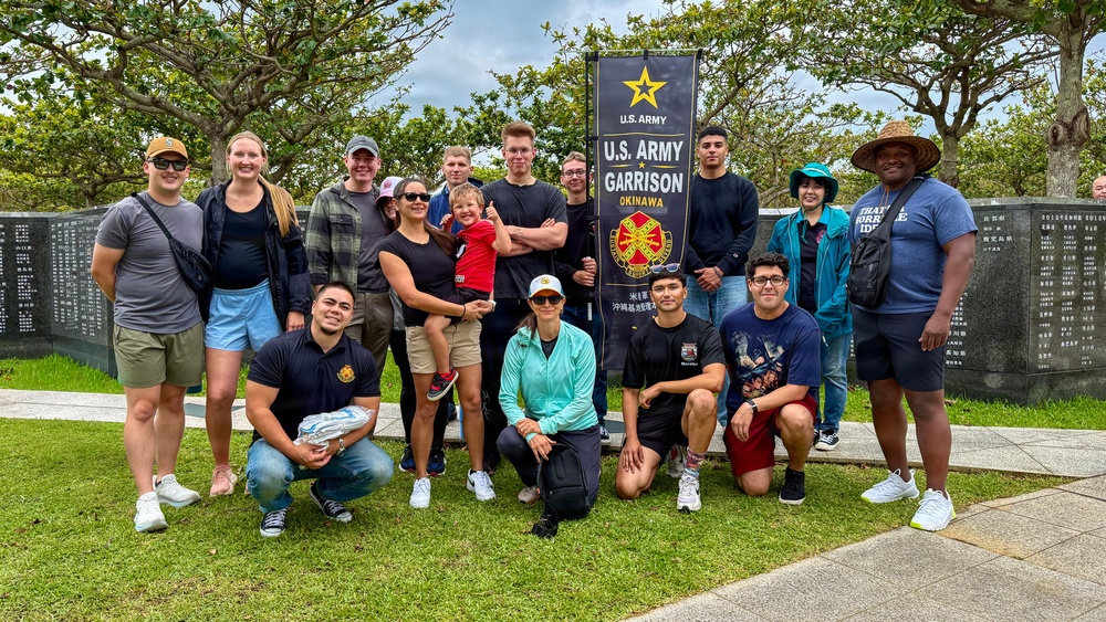 Army Volunteers participate in memorial park cleanup