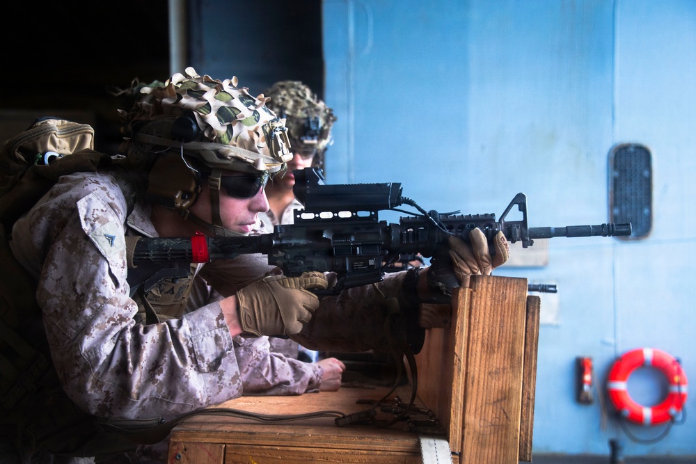 U.S. Marines Conduct Combat Marksmanship Program Aboard USS Boxer
