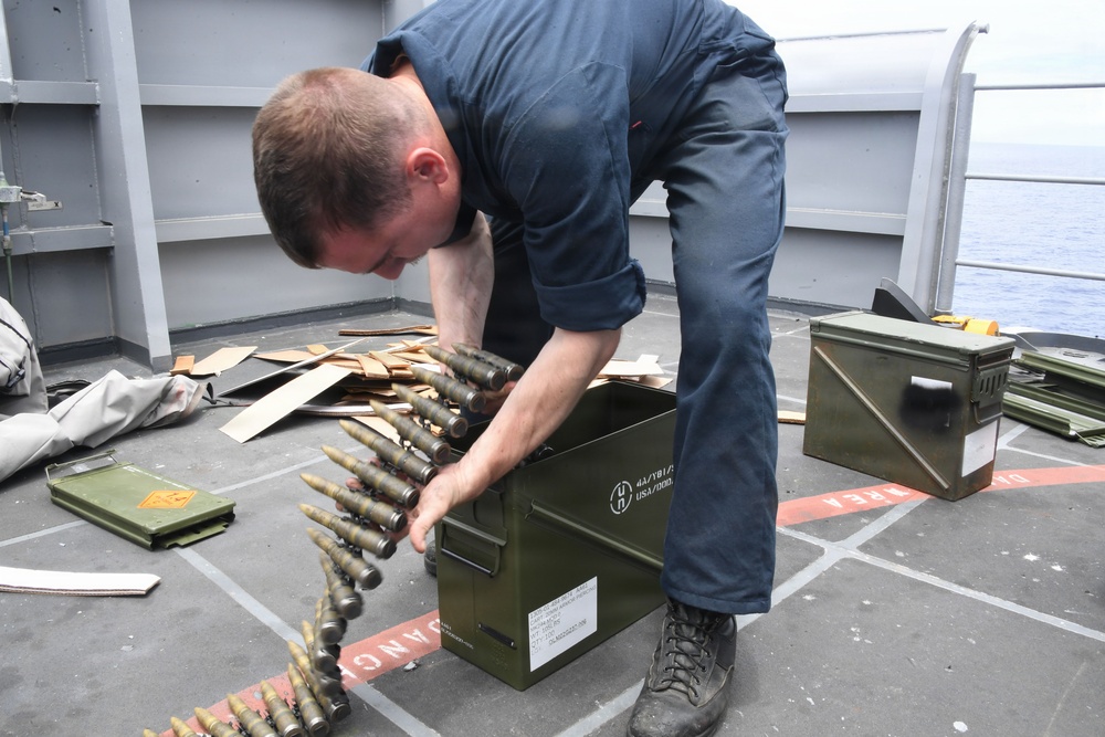 USS Essex Conducts Closed-in Weapons System Ammunitions Upload