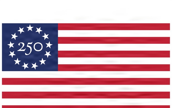 Freedom 250 Commemorative Logo Featuring Modified Betsy Ross Flag for U.S. Semiquincentennial