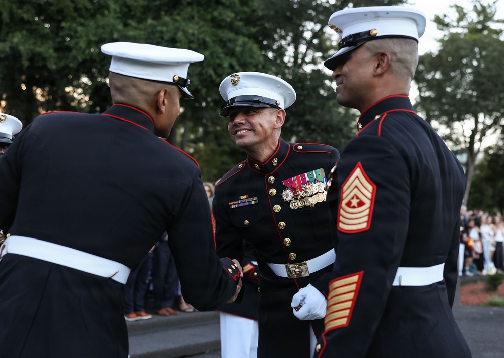 Sergeant Major of the Marine Corps Hosts Author of “Terminal Lance” at Marine Barracks Washington Sunset Parade