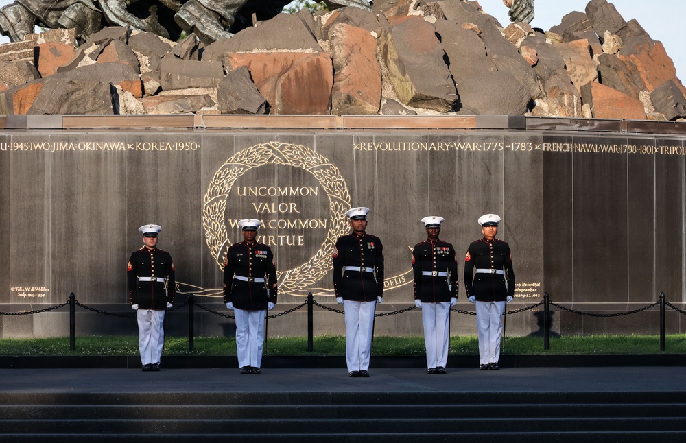 Sergeant Major of the Marine Corps hosts author of "Terminal Lance" at Marine Barracks Washington Sunset Parade