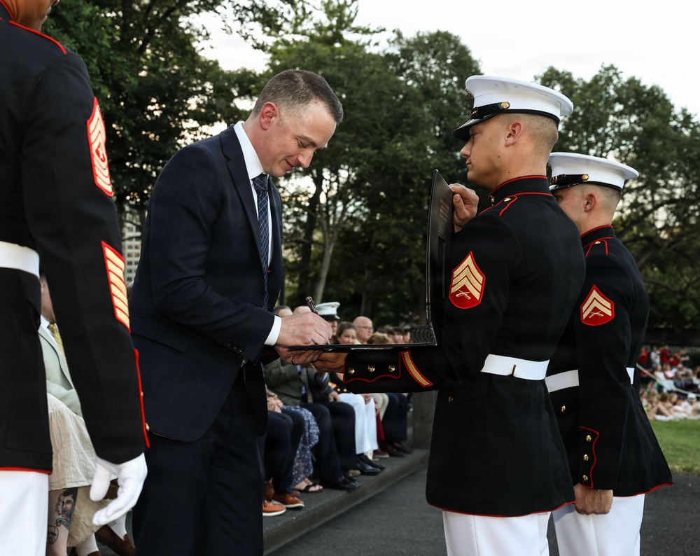 Sergeant Major of the Marine Corps Hosts Author of “Terminal Lance” at Marine Barracks Washington Sunset Parade