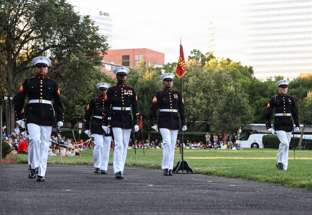 Sergeant Major of the Marine Corps hosts author of "Terminal Lance" at Marine Barracks Washington Sunset Parade