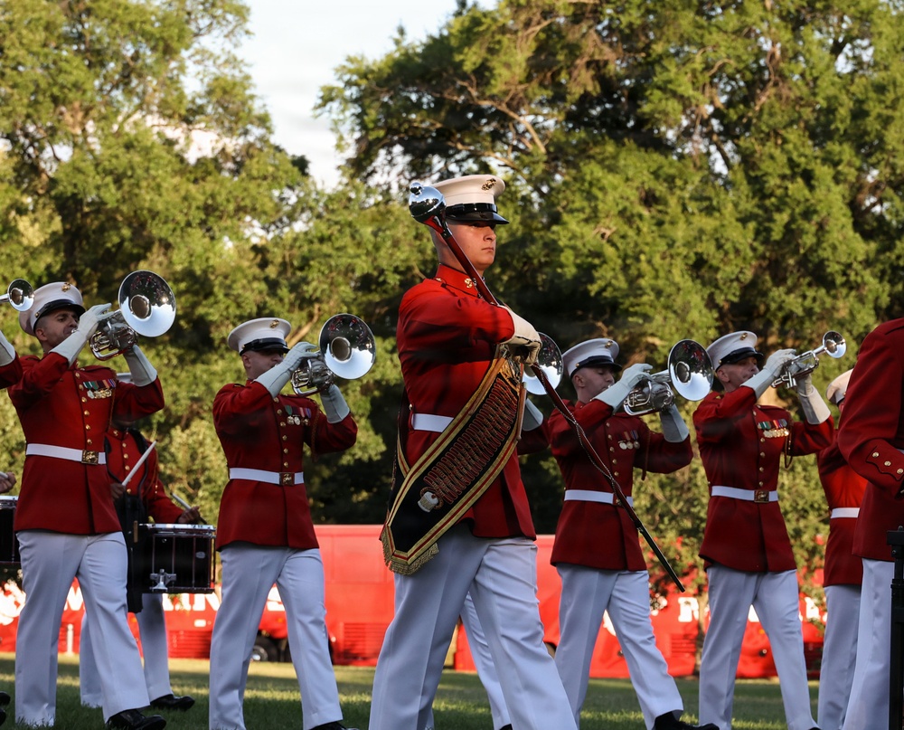 Sergeant Major of the Marine Corps hosts author of "Terminal Lance" at Marine Barracks Washington Sunset Parade