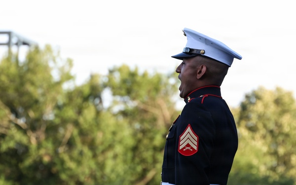 Sergeant Major of the Marine Corps hosts author of "Terminal Lance" at Marine Barracks Washington Sunset Parade