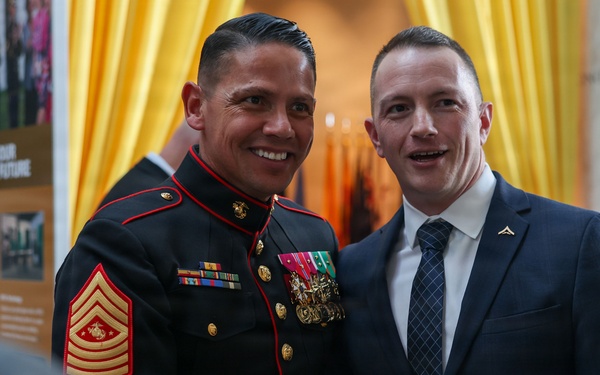 Sergeant Major of the Marine Corps hosts author of "Terminal Lance" at Marine Barracks Washington Sunset Parade