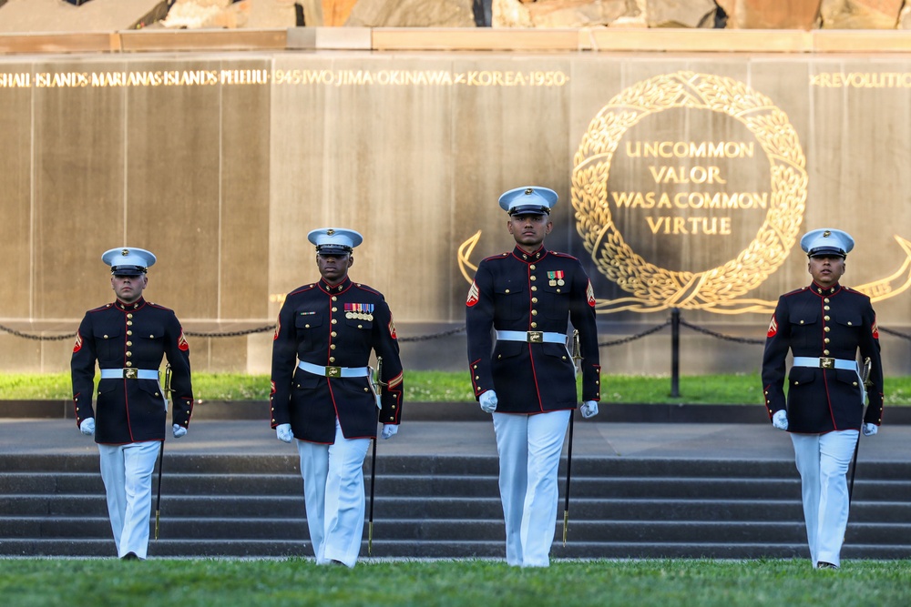 Sergeant Major of the Marine Corps hosts author of "Terminal Lance" at Marine Barracks Washington Sunset Parade